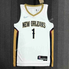 75th Anniversary New Orleans Pelicans White #1 NBA Jersey-311