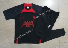2022-2023 Liverpool Black Short-sleeved Thailand Soccer Tracksuit-815