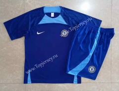2022-2023 Chelsea Camouflage Blue Short-sleeved Thailand Soccer Tracksuit-815