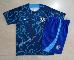 2022-2023 Chelsea Camouflage Blue Short-sleeved Thailand Soccer Tracksuit-815