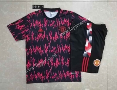 2022-2023 Manchester United Black&Red Short-sleeve Thailand Soccer Tracksuit-815