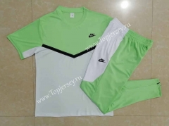 2022-2023 Nike White&Green Short-Sleeved Thailand Soccer Tracksuit-815