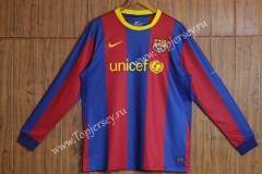 Retro Version 10-11 Barcelona Home Red&Blue LS Thailand Soccer Jersey AAA-SL