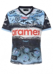 2022-2023 Native Version Sharks Light Blue&Black Thailand Rugby Shirt