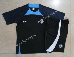 2022-2023 Inter Milan Black Short-sleeved Thailand Soccer Tracksuit-815