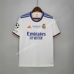 （S-4XL）2021-2022 Champions League Real Madrid Home White Thailand Soccer Jersey AAA