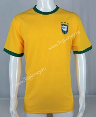 Retro Version 1970 Brazil Home Yellow Thailand Soccer Jersey AAA-503