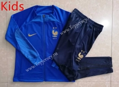 2022-2023 France Camouflage Blue Kids/Youth Soccer Jacket Uniform-815