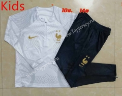 2022-2023 France White ( Inkjet ) Kids/Youth Soccer Tracksuit-815