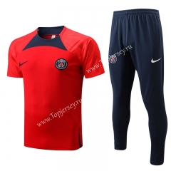2022-2023 Paris SG Red Short-sleeved Thailand Soccer Tracksuit With Hat-815