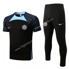 2022-2023 Inter Milan Black Short-sleeved Thailand Soccer Tracksuit-815