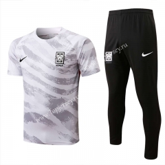2022-2023 Korea Republic White Short-sleeved Thailand Soccer Tracksuit-815