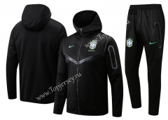 2022-2023 Brazil Black Thailand Soccer Jacket Uniform With Hat-815