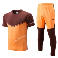 2022-2023 Nike Orange&Black Short-Sleeved Thailand Soccer Tracksuit-815