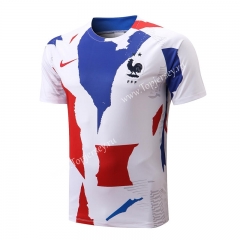 2022-2023 France Red&White&Blue Short-Sleeved Thailand Soccer Tracksuit Top-815