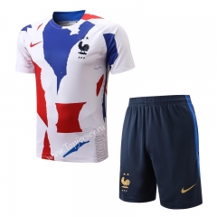 2022-2023 France Red&White&Blue Short-Sleeved Thailand Soccer Tracksuit-815