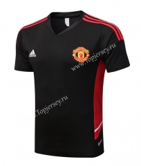 2022-2023 Manchester United Black Short-sleeve Thailand Soccer Tracksuit Top-815