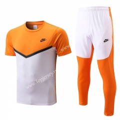 2022-2023 Nike White&Orange Short-Sleeved Thailand Soccer Tracksuit-815