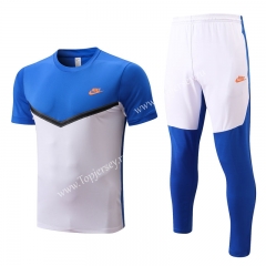 2022-2023 Nike White&Camouflage Blue Short-Sleeved Thailand Soccer Tracksuit-815