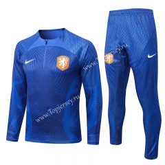 2022-2023 Ink jet Version Netherlands Royal Blue Thailand Soccer Tracksuit-815