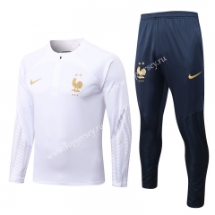 2022-2023 France White Thailand Soccer Tracksuit-815