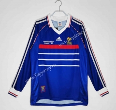 Retro Version 1998 France Home Blue LS Thailand Soccer Jersey AAA-C1046