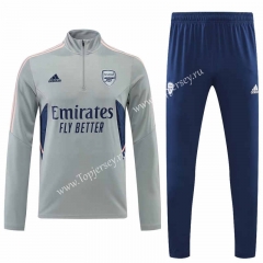 2022-2023 Arsenal Light Gray Thailand Soccer Tracksuit-CS