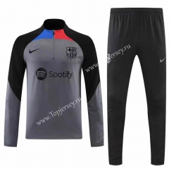 2022-2023 Barcelona Gray&Black Thailand Soccer Tracksuit -CS