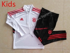 2022-2023 Bayern München White Kids/Youth Soccer Tracksuit-815