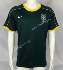 Retro Version 1998 Brazil Goalkeeper Dark Green Thailand Soccer Jersey AAA-503