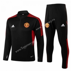 2022-2023 Manchester United Black Thailand Soccer Tracksuit-815