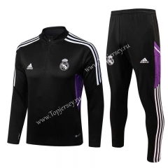2022-2023 Real Madrid Black Thailand Soccer Tracksuit-815