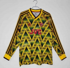 Retro Version 91-93 Arsenal Away Yellow LS Thailand Soccer Jersey AAA-C1046