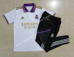2022-2023 Real Madrid White Thailand Polo Uniform-815