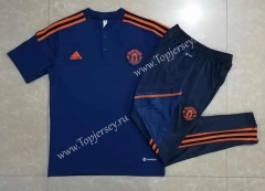 2022-2023 Manchester United Camouflage Blue Thailand Polo Uniform-815