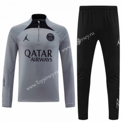 2022-2023 Paris SG Gray Thailand Soccer Tracksuit -4627