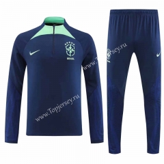 2022-2023 Brazil Royal Blue Thailand Soccer Tracksuit-4627