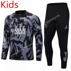 2022-2023 Paris SG Black&Gray Kids/Youth Soccer Tracksuit-411