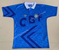 Retro Version 1992 Brazil Away BlueThailand Soccer Jersey AAA-9171