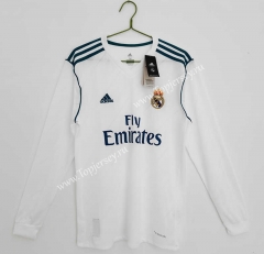 Retro Version 17-18 Real Madrid Home White LS Thailand Soccer Jersey AAA-C1046