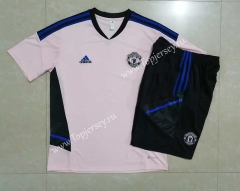 2022-2023 Manchester United Pink Short-sleeve Thailand Soccer Tracksuit-815