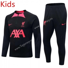 2022-2023 Liverpool Black Kids/Youth Soccer Tracksuit Uniform-411