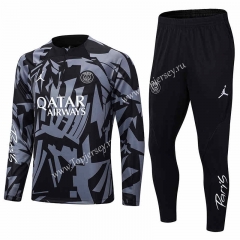 2022-2023 Paris SG Black&Gray Thailand Soccer Tracksuit -411