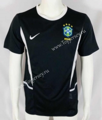 Retro Version 2002 Brazil Goalkeeper Black Thailand Soccer Jersey AAA-503