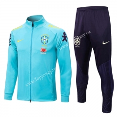 2022-2023 Brazil High Collar Light Blue Thailand Soccer Jacket Uniform -815