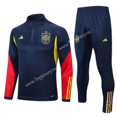 2022-2023 Spain Royal Blue Thailand Soccer Tracksuit--815