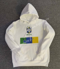 2022-2023 Brazil White Thailand Soccer Tracksuit Top With Hat-CS