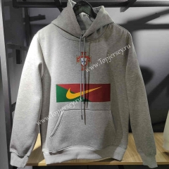2022-2023 Portugal Light Gray Thailand Soccer Tracksuit Top With Hat-CS