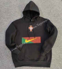 2022-2023 Portugal Black Thailand Soccer Tracksuit Top With Hat-CS