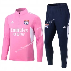 2022-2023 Olympique Lyonnais Pink Thailand Soccer Tracksuit-411